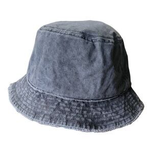 David And Young Distressed Bucket Hat Grey Cotton Y2K